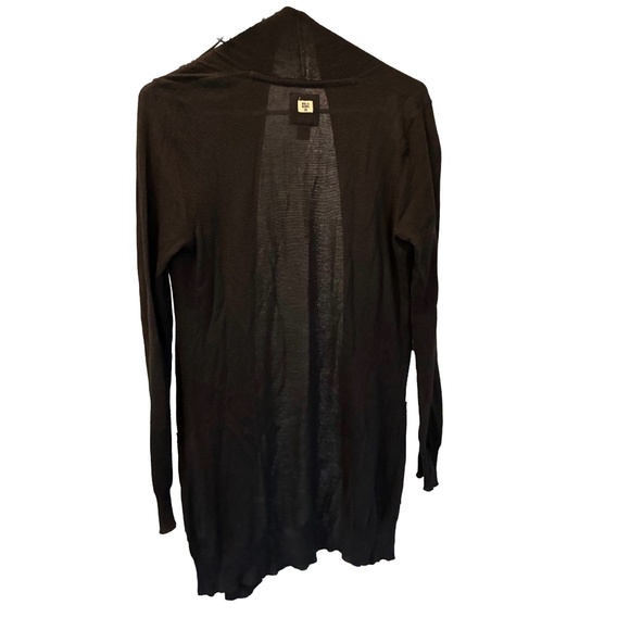 Billa Open-Front Black Cardigan | Long Drape Sweater, Pockets, Minimalist Layer - Picture 3 of 3
